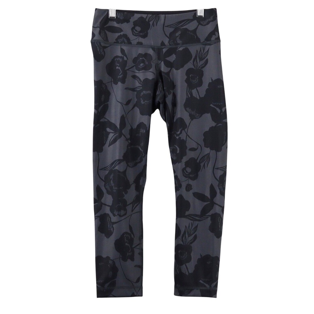 Lululemon Brisk Bloom Wunder Under Capri Legging Women's Size 4 Gray Black